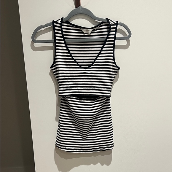 Seraphine Tops - Seraphine Black and White Striped Nursing Tank Top